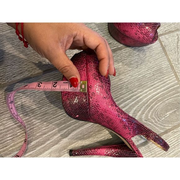 STUART WEITZMAN Pink Snakeskin Platform Heels Size 7 - Picture 11 of 11